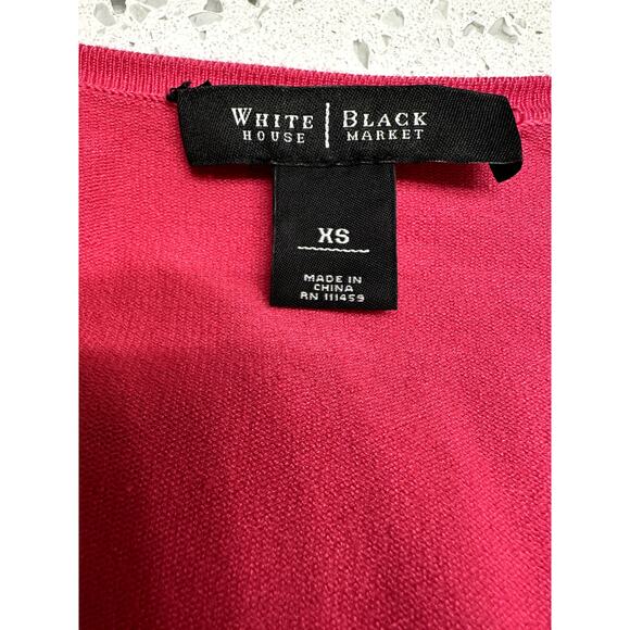 WHBM Sz XS Hot Pink Roses Rosettes Cardigan Sweater w/ Silver, Coquette Romantic - Picture 7 of 8